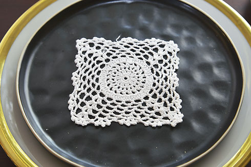 White color Square Crochet Doilies 4" Square. (12 pieces)